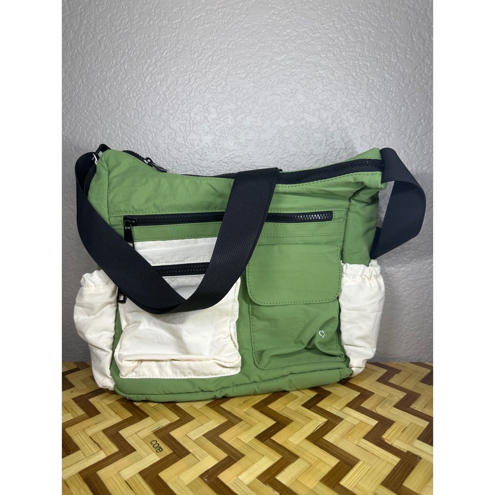 Cider Green Colorblock Nylon Messenger Bag Utility Crossbody Multi-Pocket NEW